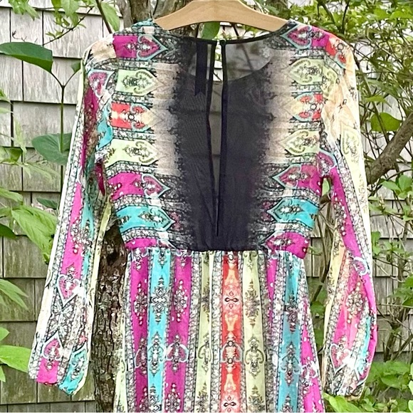 Anthropology Petticoat Alley. Long, Sheer Multi Color Bohemian Dress. Small - Picture 5 of 9
